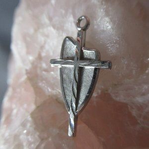 Sterling Strength in the Lord Charm, Silver Cross and Shield